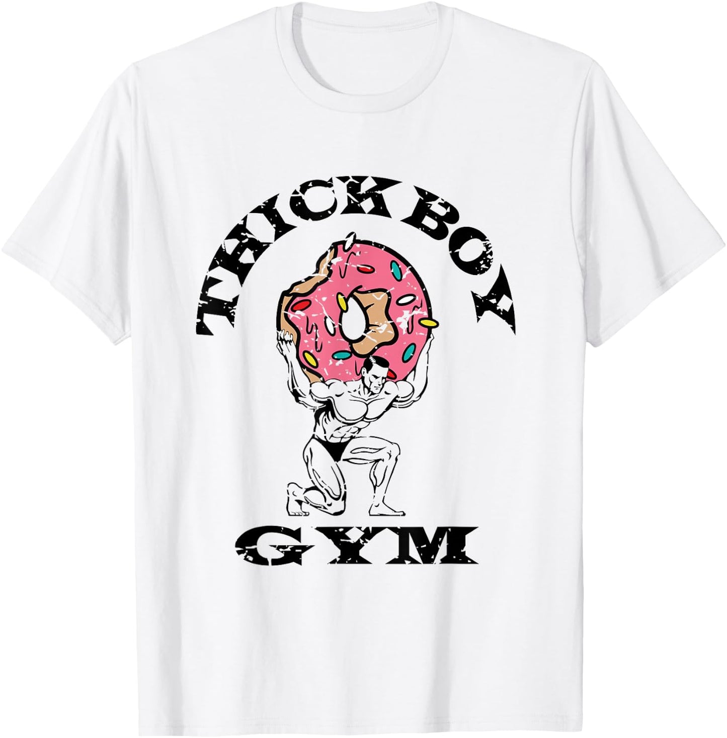 Thick Boy Gym Club Distressed Retro Old School Bodybuilding T-Shirt - T-Shirt | White