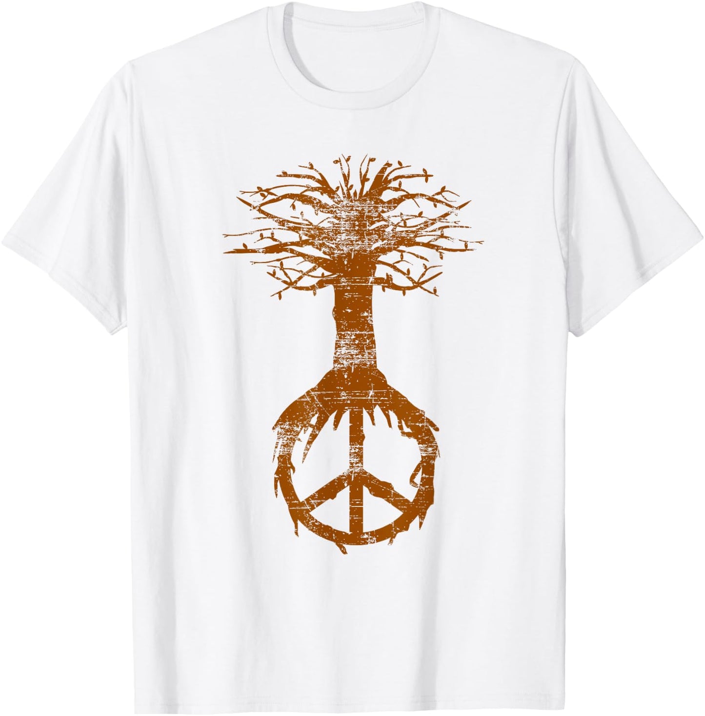 Hippie Tree Peace Sign Shirt | Cute Nature Lovers Gift T-Shirt - T-Shirt | White