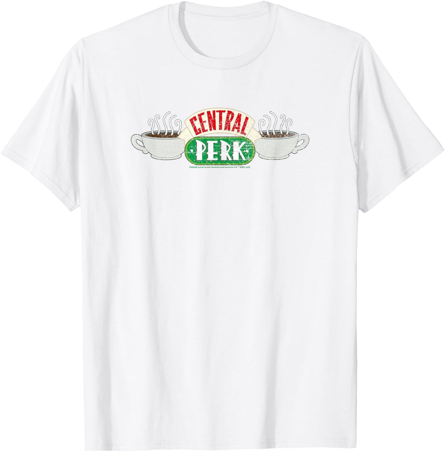 Friends Vintage Central Perk on White T-Shirt - T-Shirt | White