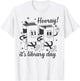 Hooray It's Library Day Librarian Reading Bookish Groovy T-Shirt - T-Shirt | White