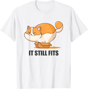 Cat In A Box Funny Fluffy Cat It Still Fits Shirt T-Shirt - T-Shirt | White