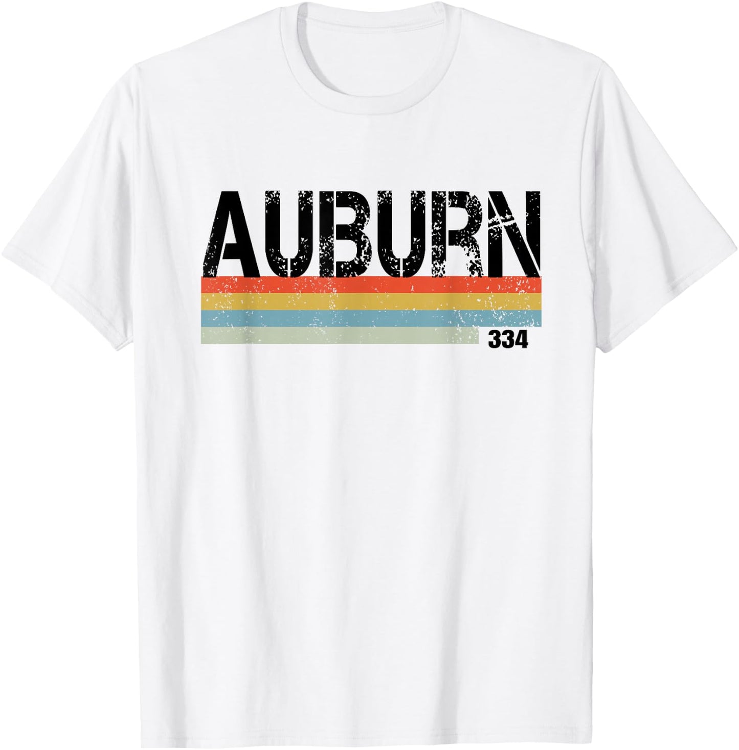 Auburn Alabama Area Code 334 Vintage Stripes T Shirt T-Shirt - T-Shirt | White