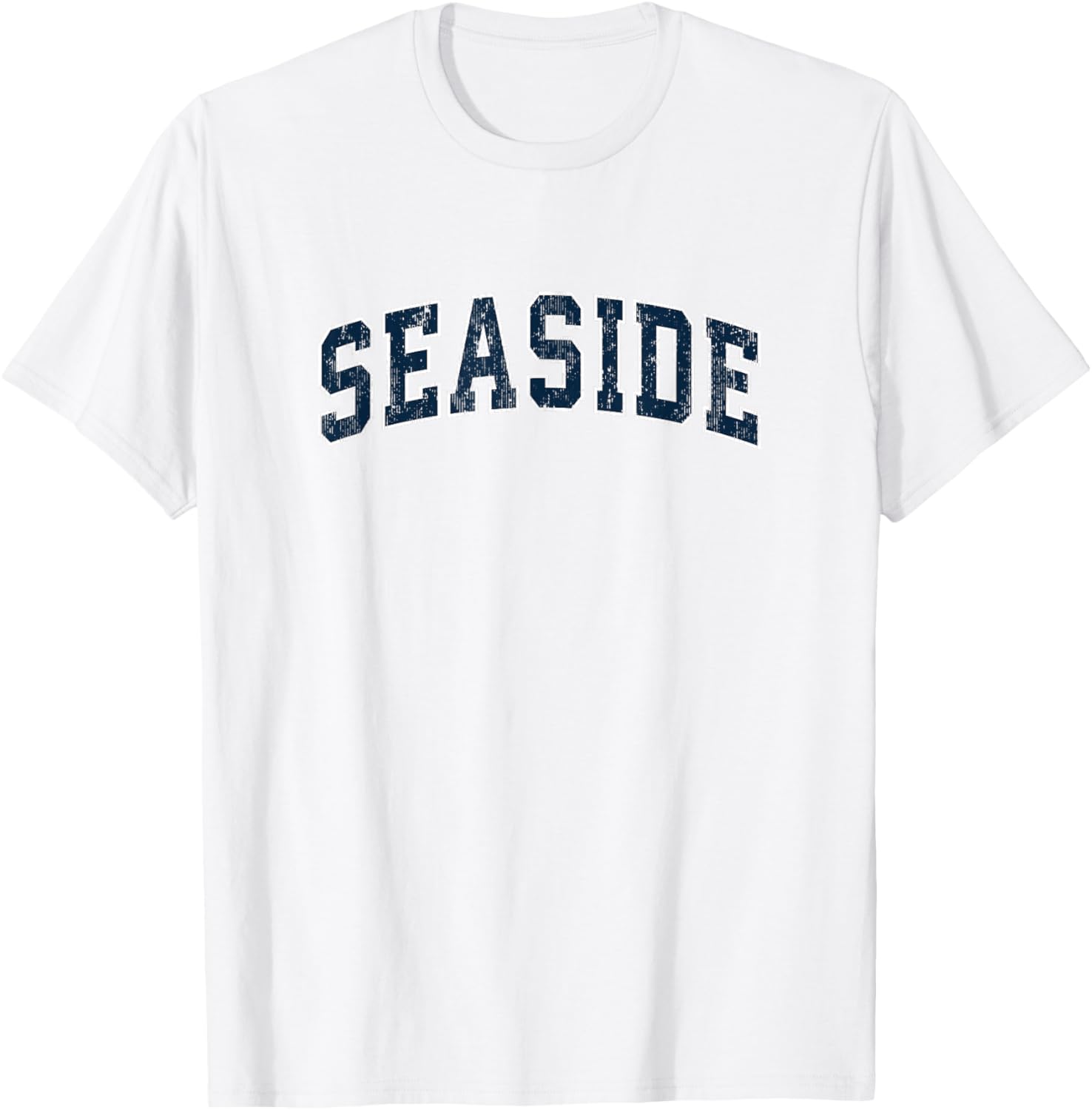 Seaside California CA Vintage Sports Design Navy Design T-Shirt - T-Shirt | White