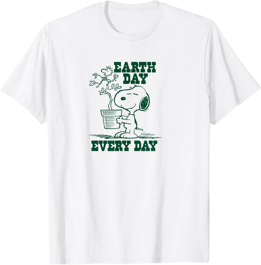 Peanuts - Snoopy Earth Day Every Day T-Shirt - T-Shirt | White