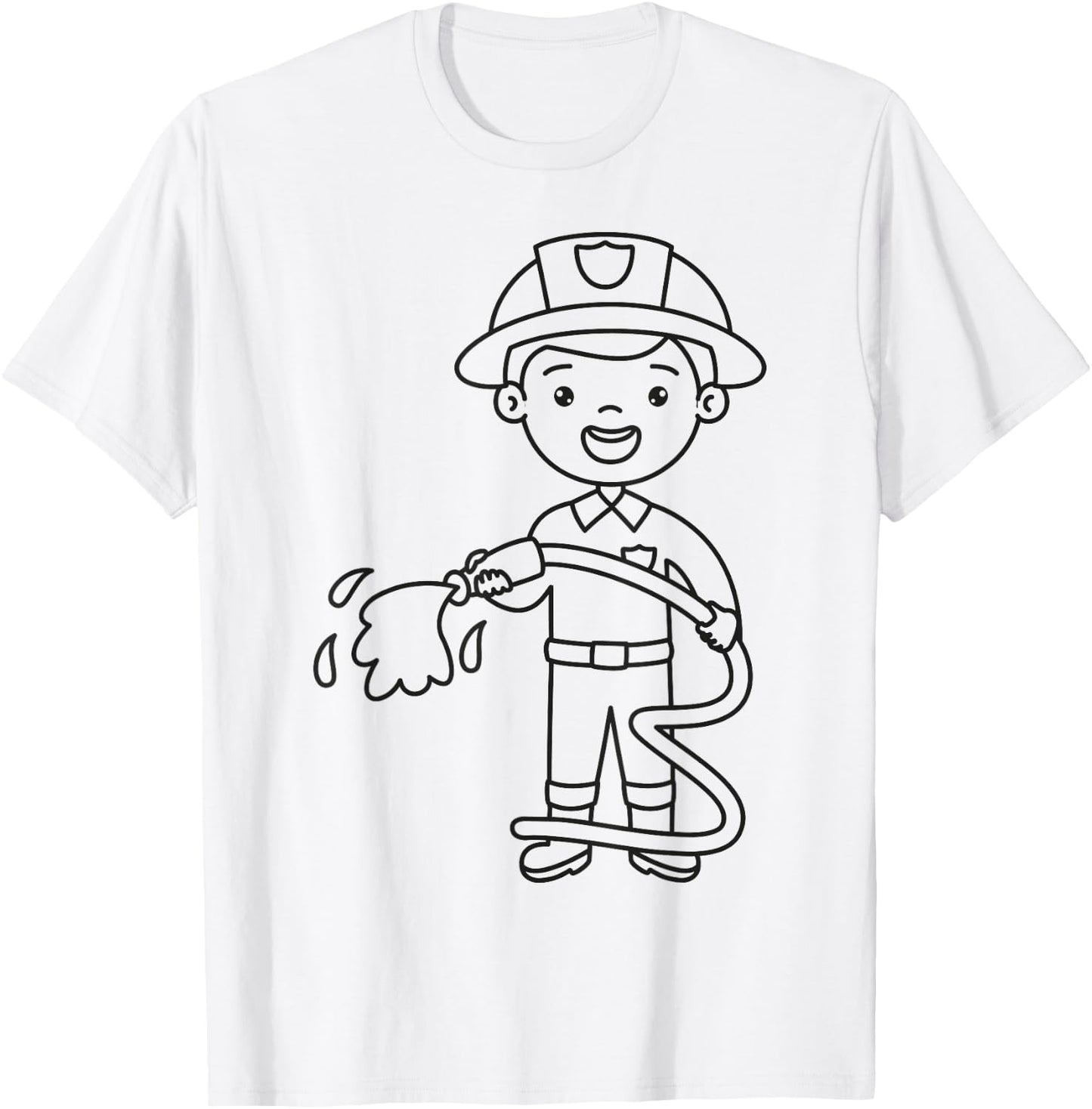 Fireman to paint & color for kids Firefighter T-Shirt - T-Shirt | White