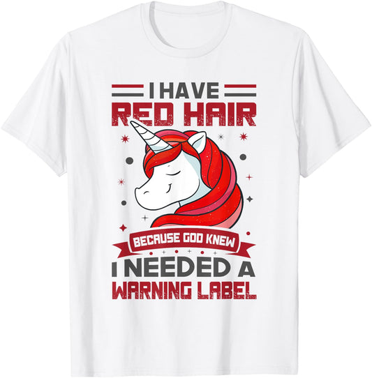 Red Hair Warning Label Redhead Gingers T-Shirt - T-Shirt | White