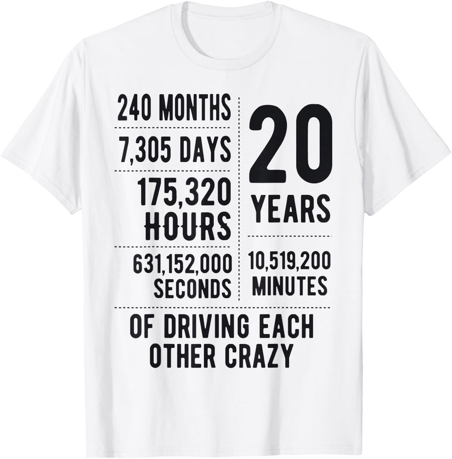 20 Years Married Funny 20th Wedding Anniversary T-Shirt - T-Shirt | White