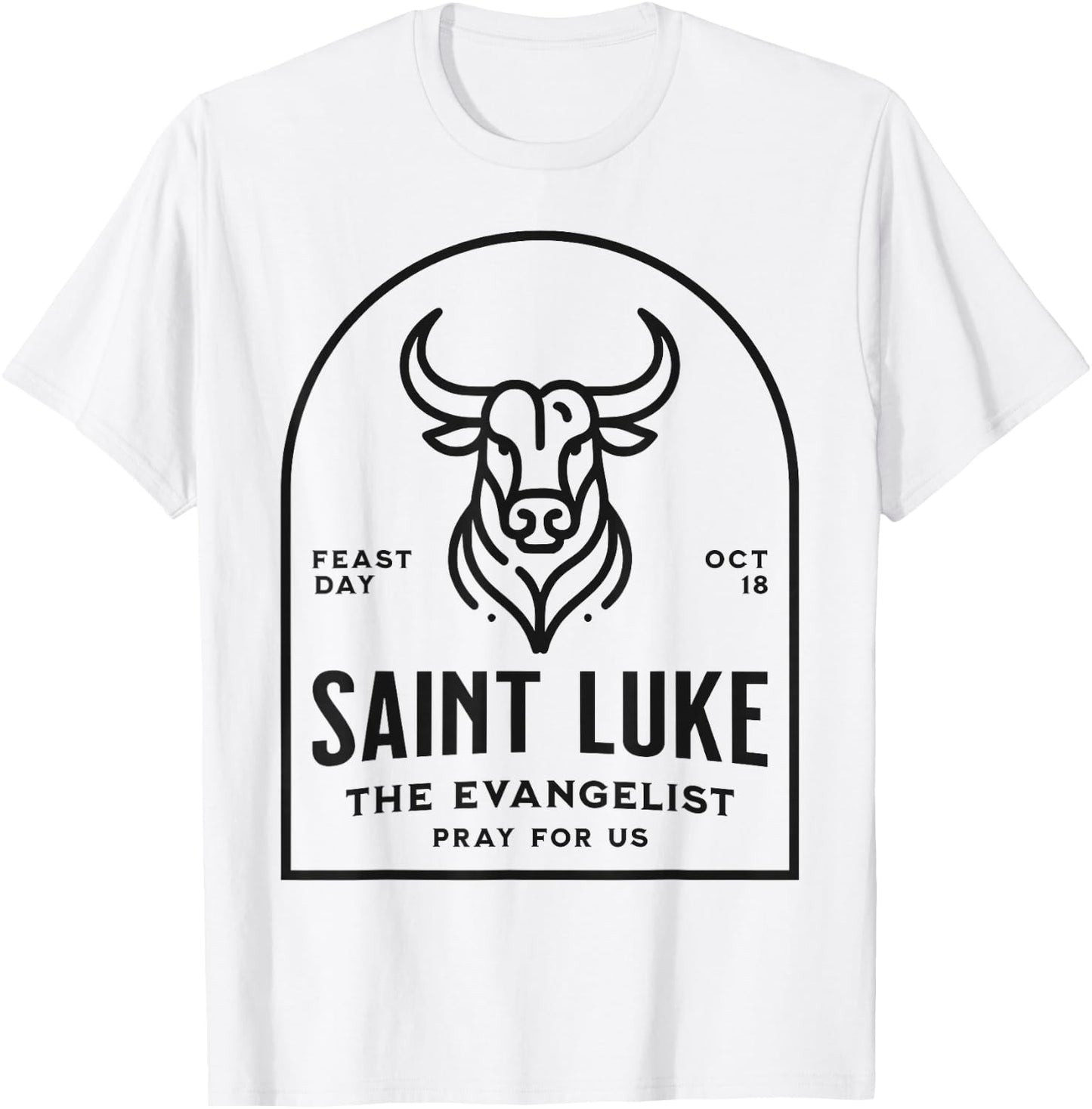 St Luke the Evangelist Catholic Patron Saint Bull Symbol T-Shirt - T-Shirt | White