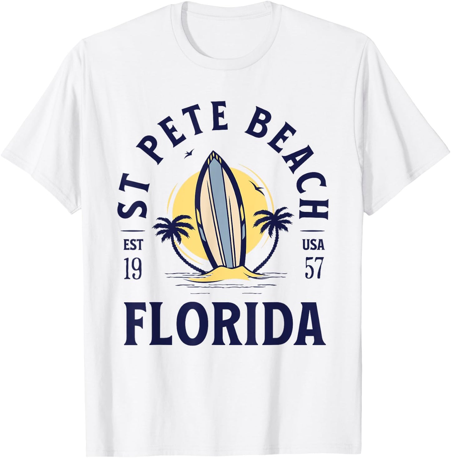 St Pete Florida Beach Surf Summer Vacation Vintage T-Shirt - T-Shirt | White