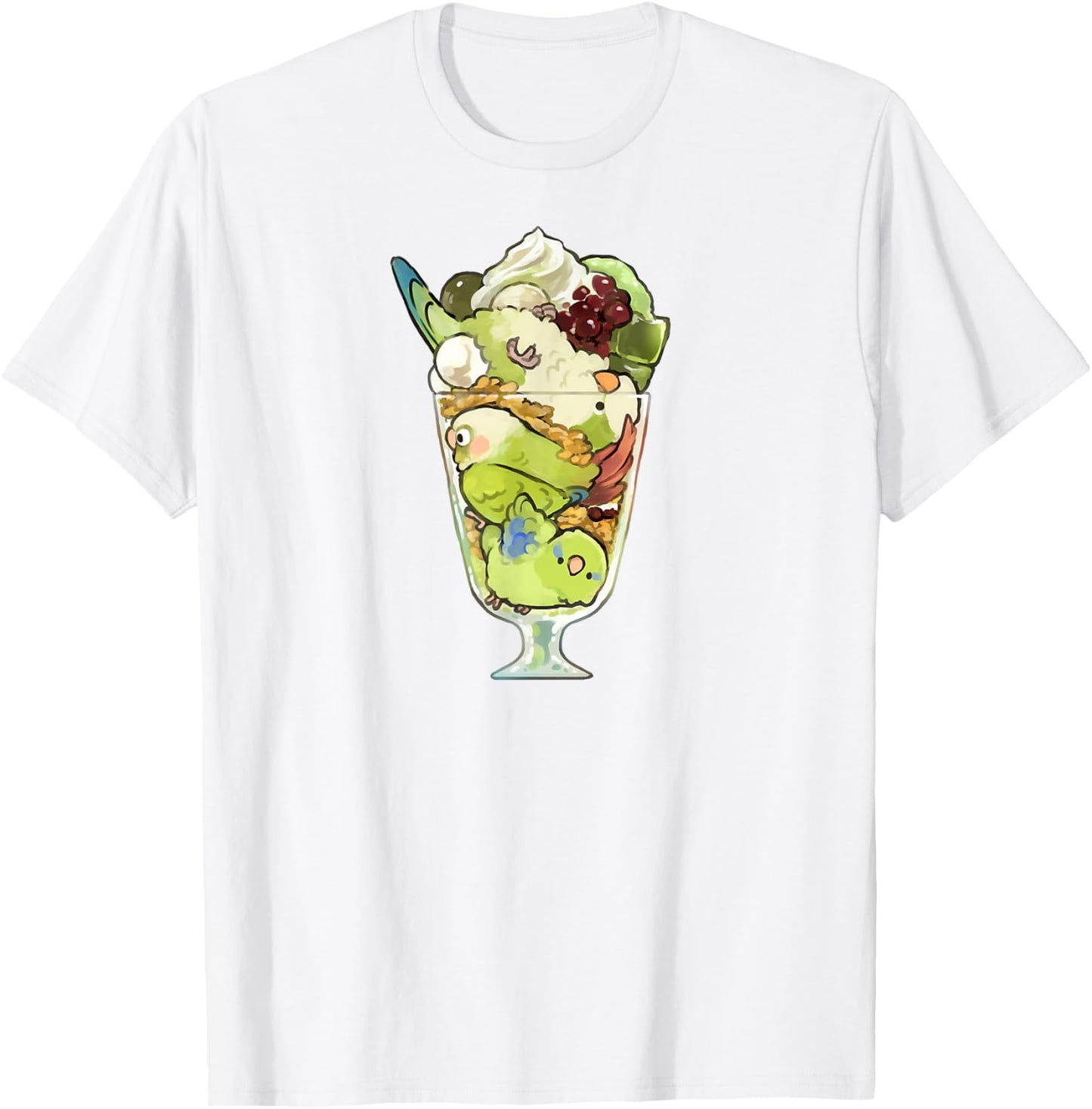 Bird Parfait (Green) Quaker Green Cheek Conure Parrotlet T-Shirt - T-Shirt | White