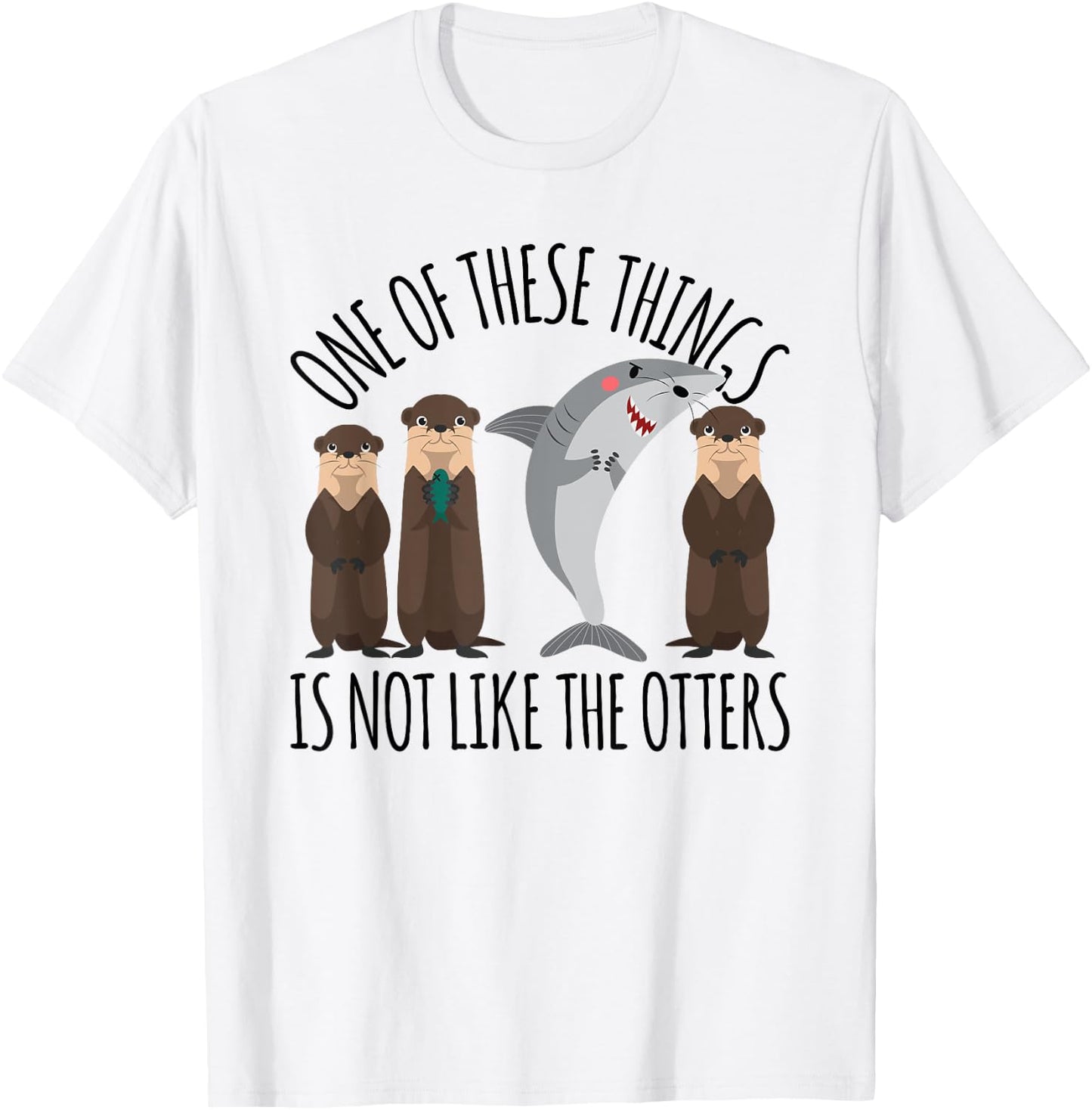 Funny Shark One of These Things Is Not Like the Otters T-Shirt - T-Shirt | White