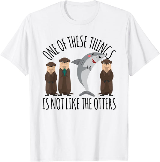 Funny Shark One of These Things Is Not Like the Otters T-Shirt - T-Shirt | White