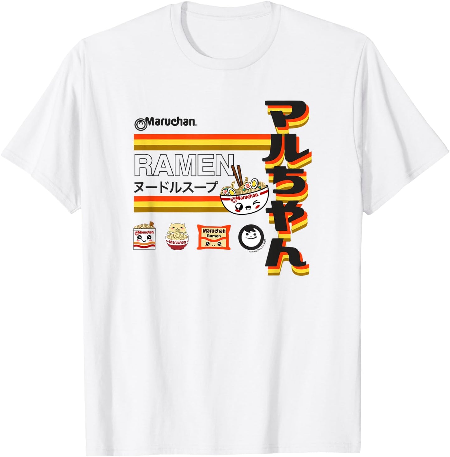 Maruchan Ramen Cute Anime Faces Poster T-Shirt - T-Shirt | White