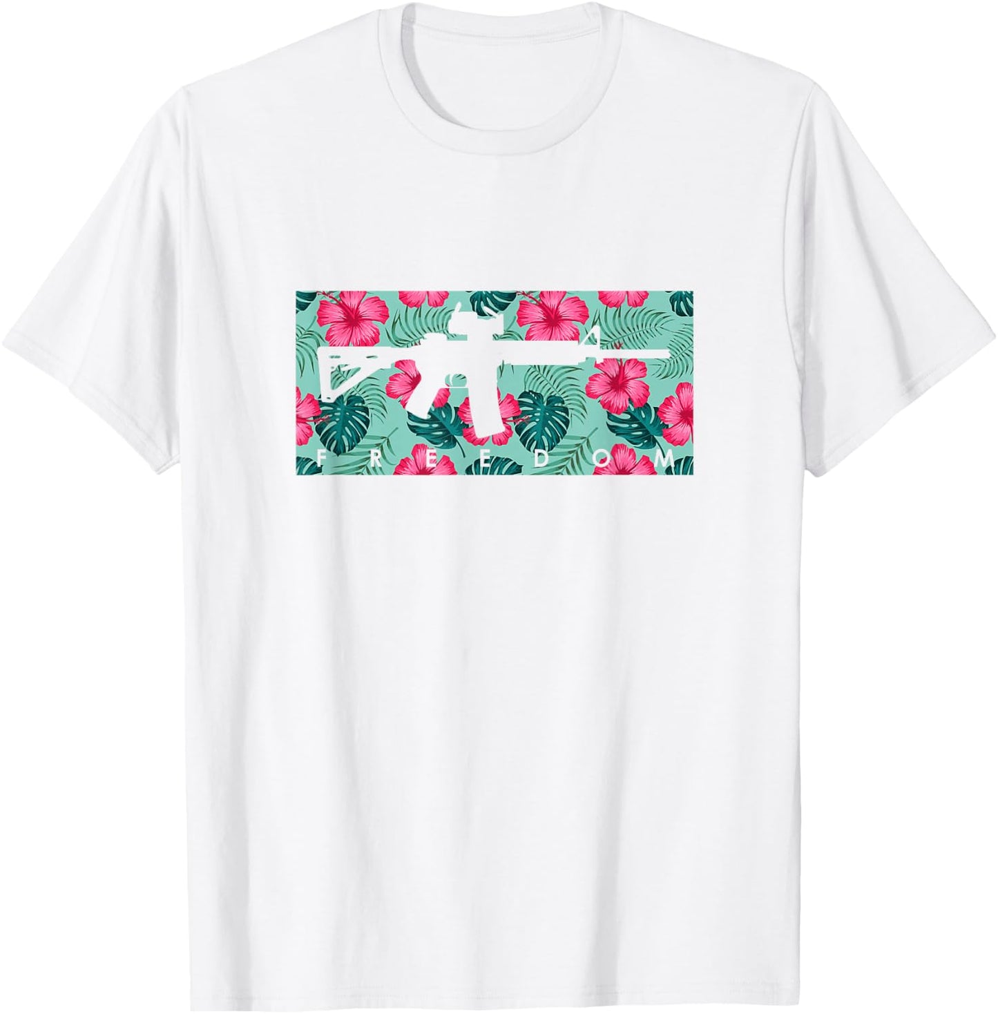 Tropical Gun Lover Firearm Beach Hawaiian Gift Aloha AR15 T-Shirt - T-Shirt | White