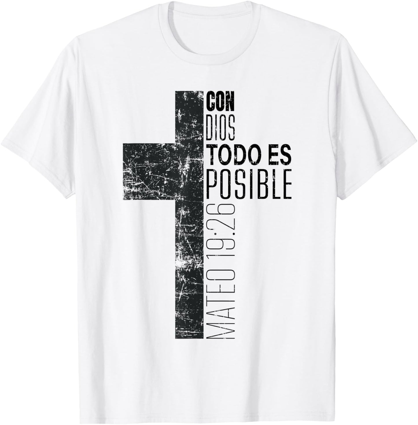 Vintage Christian Spanish Gifts Religious Bible Verse Cross T-Shirt - T-Shirt | White