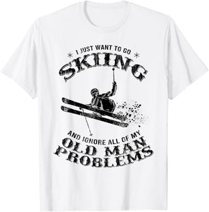 Funny Winter Skiing Snow Ski Skiers Novelty Gift Dad Men T-Shirt - T-Shirt | White