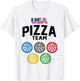 Funny Pizza USA Eating Team 5 Rings Colors Flag T-Shirt - T-Shirt | White