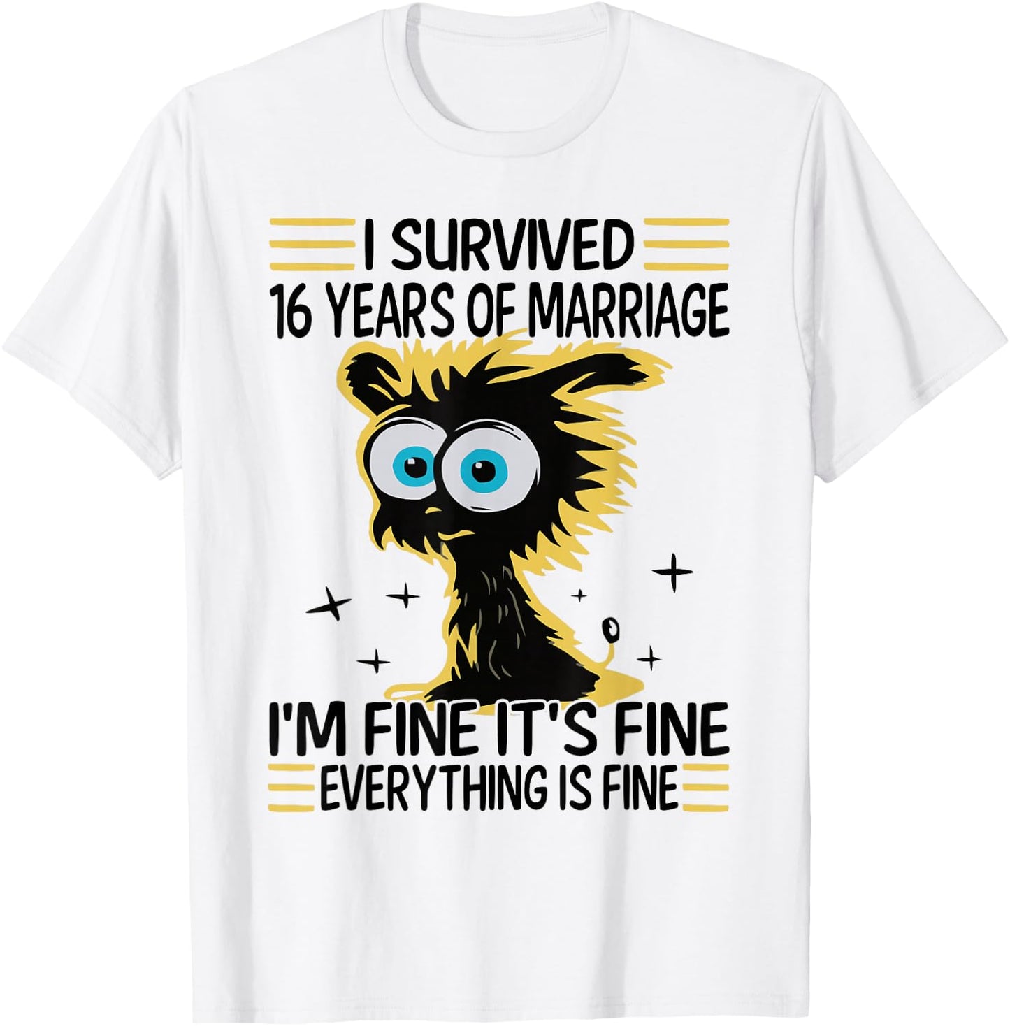 Funny 16th Wedding Anniversary Couples Husband Wife 16 Years T-Shirt - T-Shirt | White