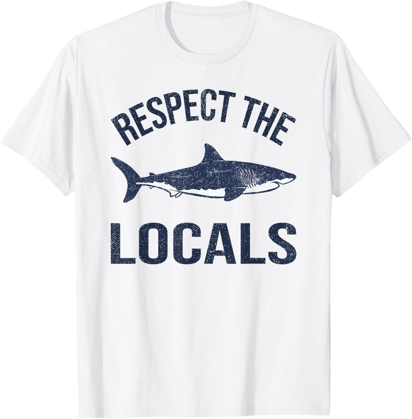 Vintage Respect Locals Ocean Diving Animal Rights Shark T-Shirt - T-Shirt | White