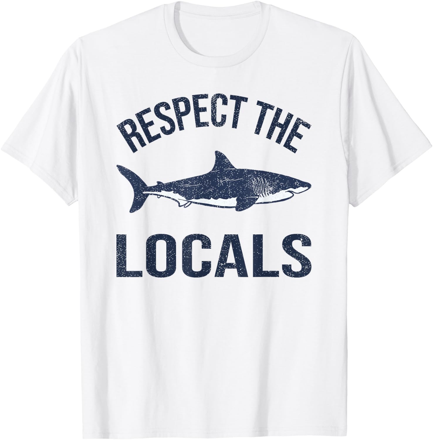Vintage Respect Locals Ocean Diving Animal Rights Shark T-Shirt - T-Shirt | White