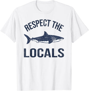 Vintage Respect Locals Ocean Diving Animal Rights Shark T-Shirt - T-Shirt | White