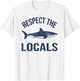 Vintage Respect Locals Ocean Diving Animal Rights Shark T-Shirt - T-Shirt | White