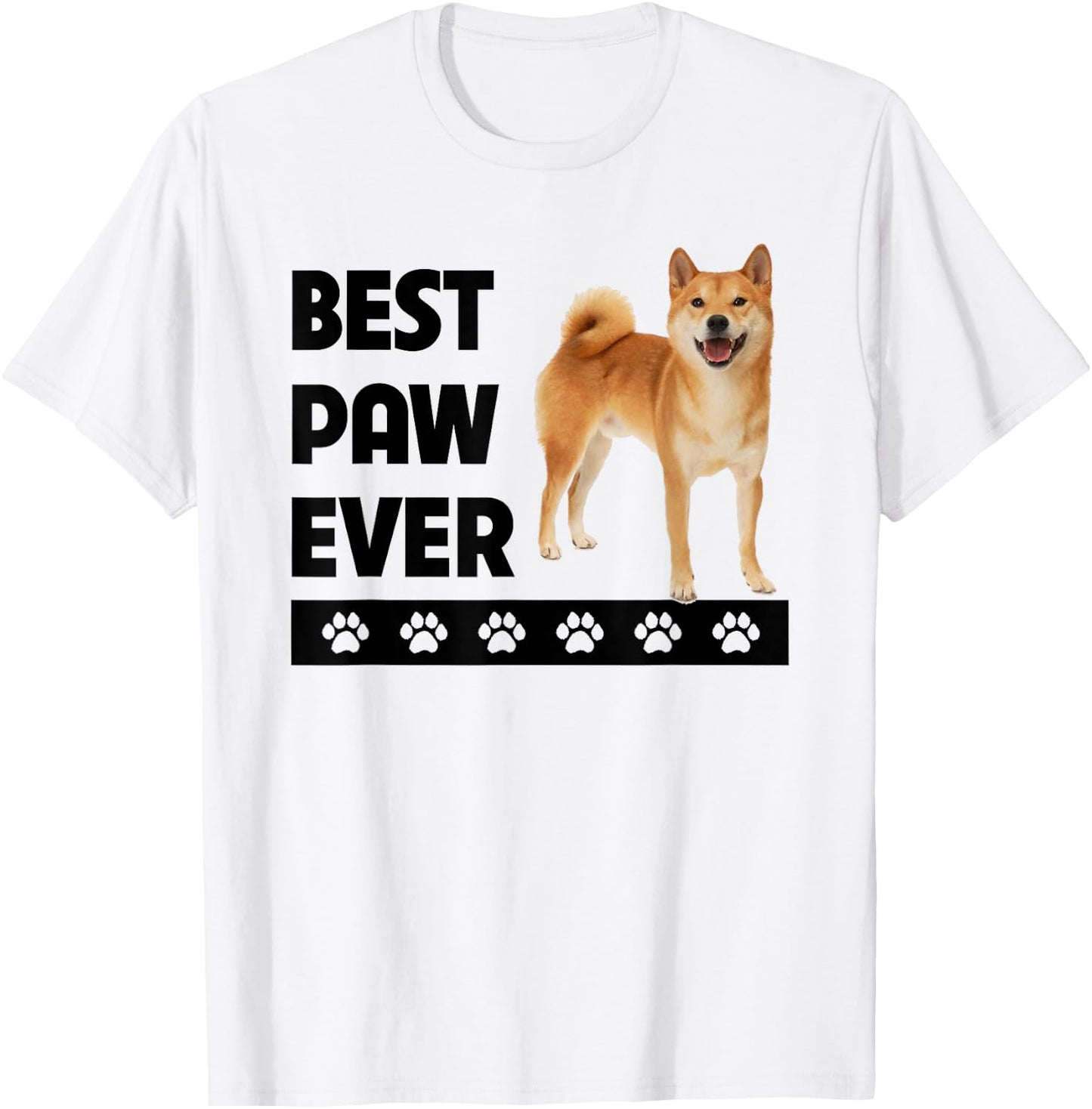 Shiba Inu Dog Dad Fathers Day Best Paw Ever Pet Parent Owner T-Shirt - T-Shirt | White