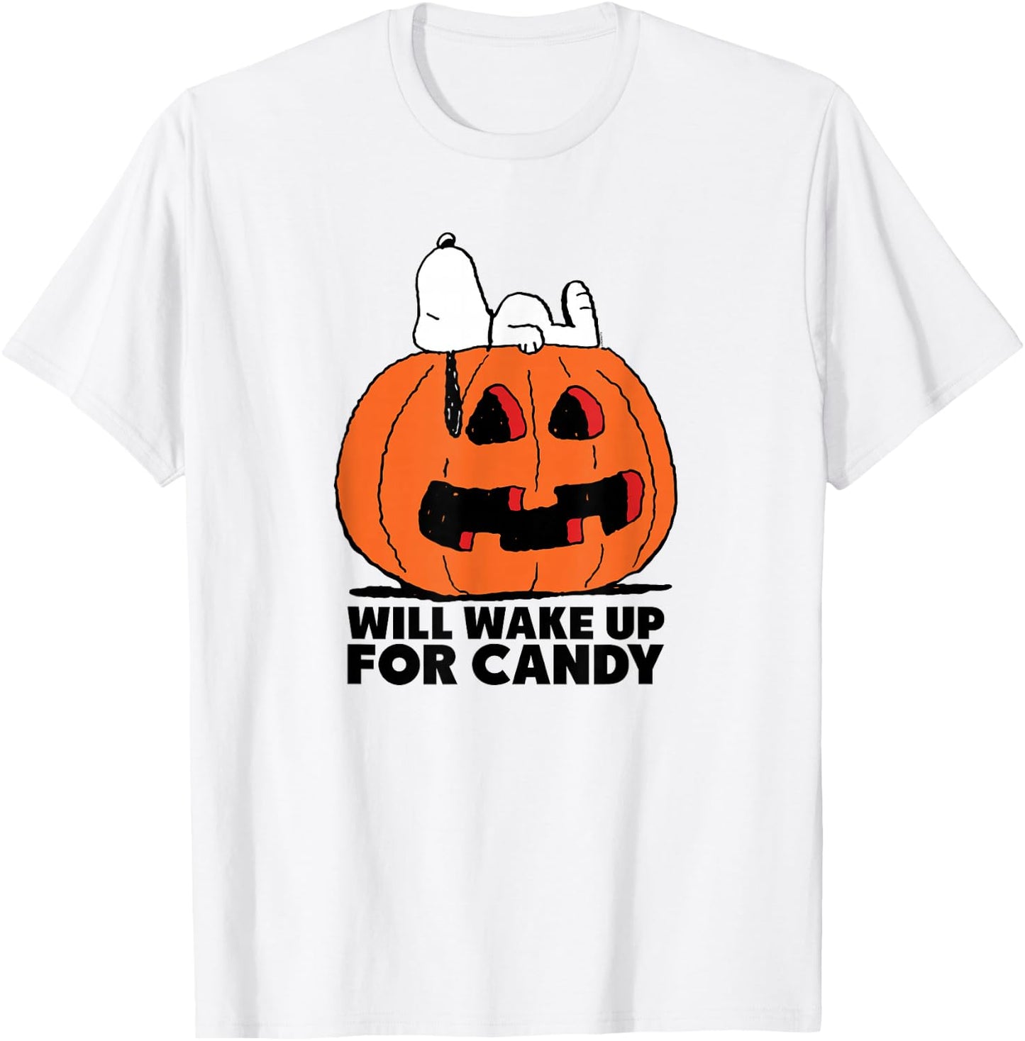 Peanuts Halloween Snoopy Wake For Candy T-Shirt - T-Shirt | White