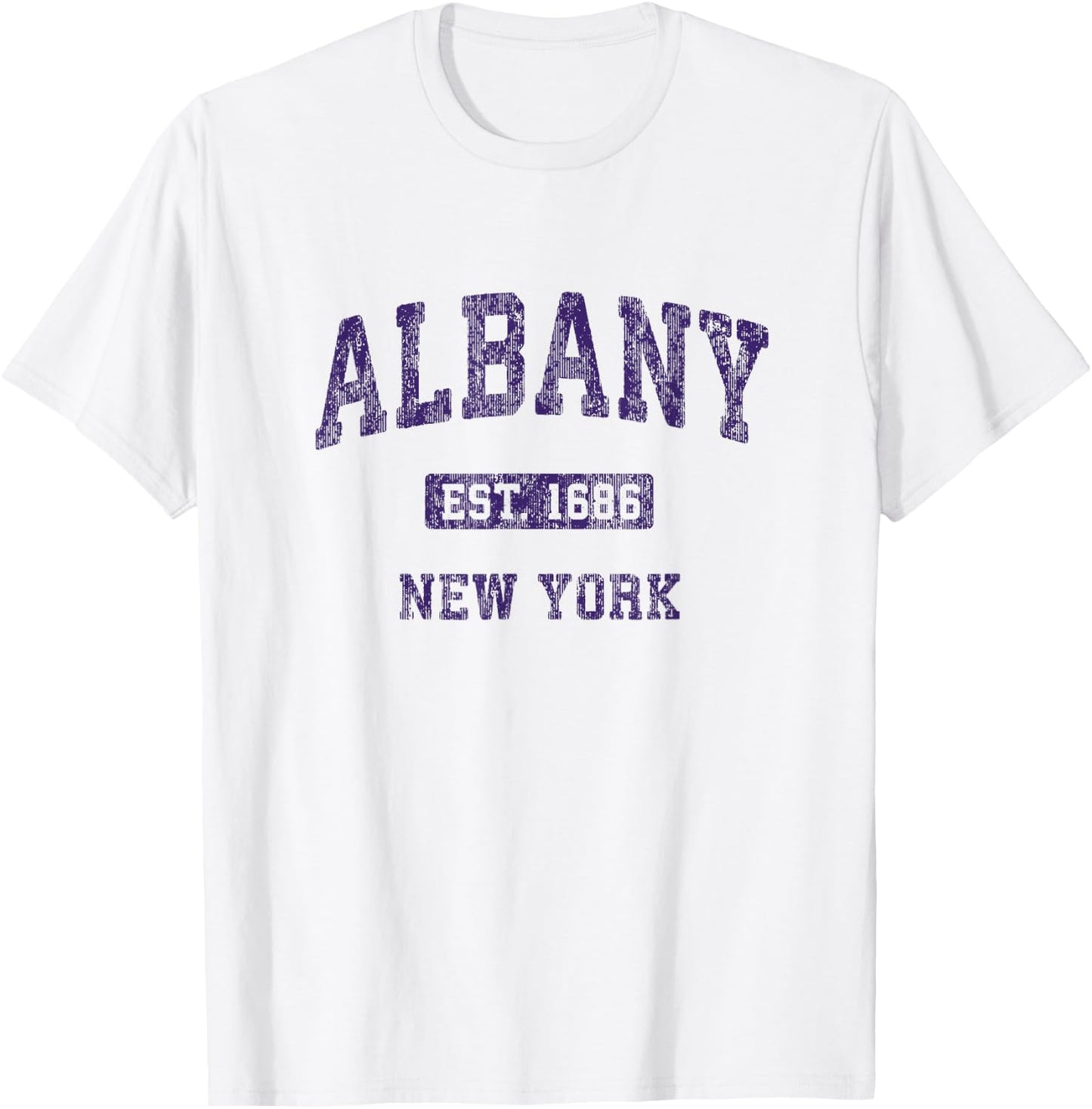 Albany New York Vintage Athletic Sports Design T-Shirt - T-Shirt | White