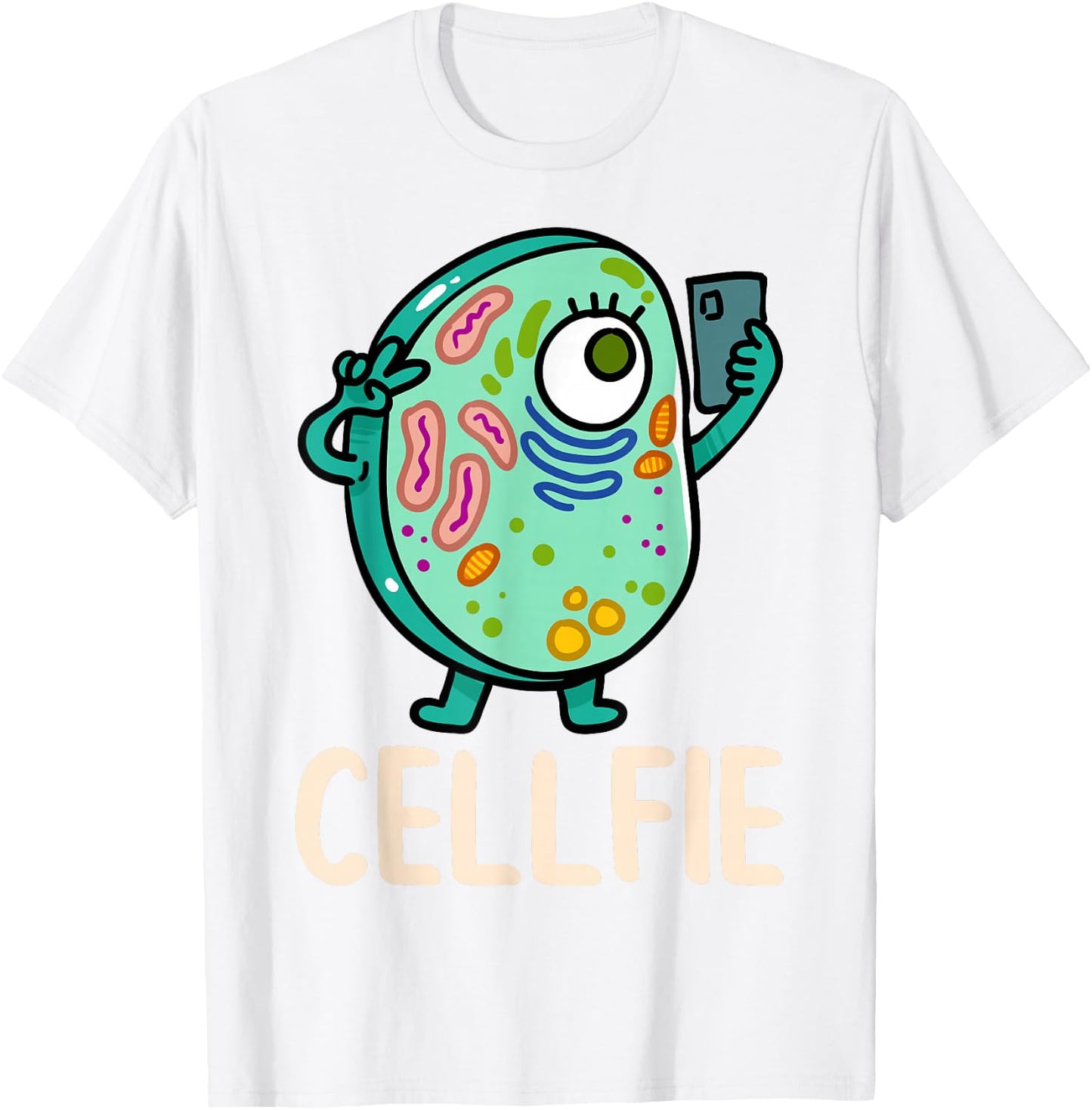 Cell Fie Funny Cellfie Selfie Biology Science Teacher T-Shirt - T-Shirt | White