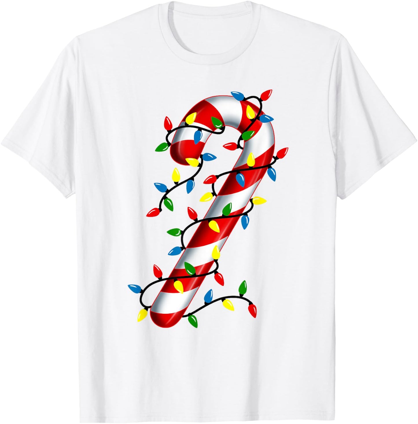 Candy Cane Christmas Lights Blue Green Red and White Costume T-Shirt - T-Shirt | White