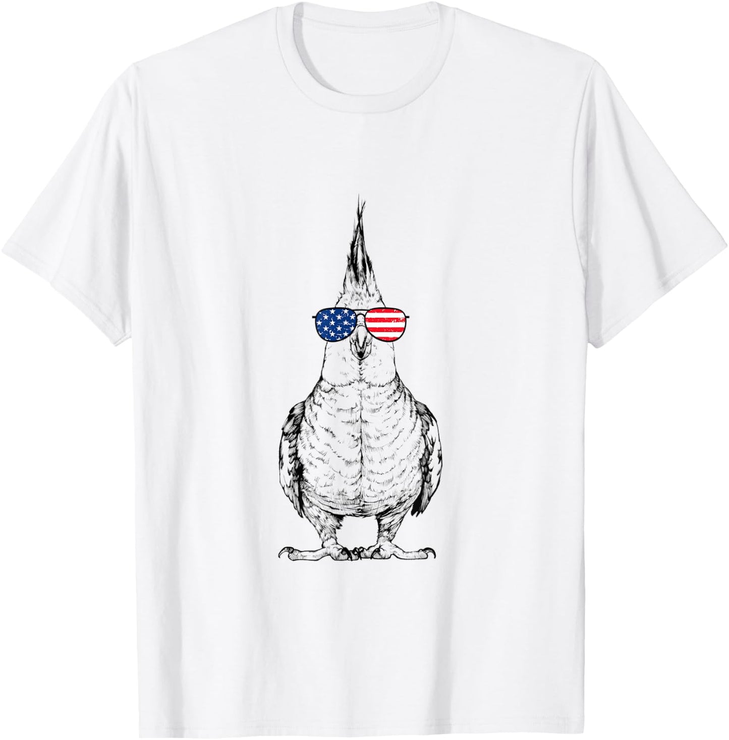 4th of July Cockatiel Bird Patriotic USA Sunglasses American T-Shirt - T-Shirt | White