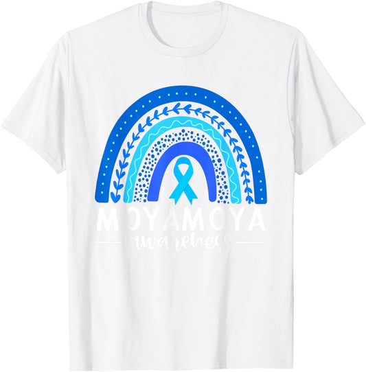 Moyamoya Awareness Shirt Blue Rainbow Boho Moyamoya Disease T-Shirt - T-Shirt | White