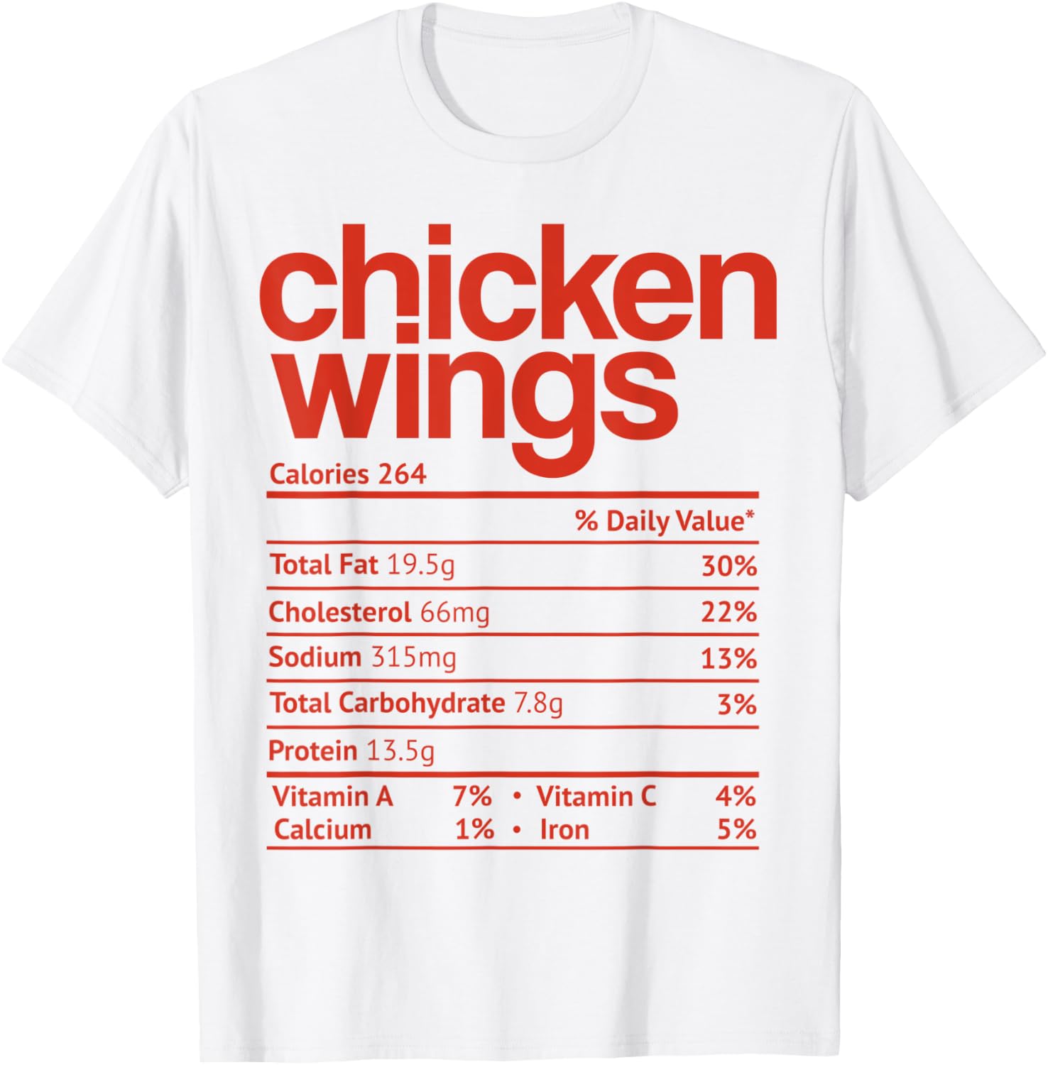 Chicken Wings Nutrition Fact Funny Thanksgiving Christmas T-Shirt - T-Shirt | White