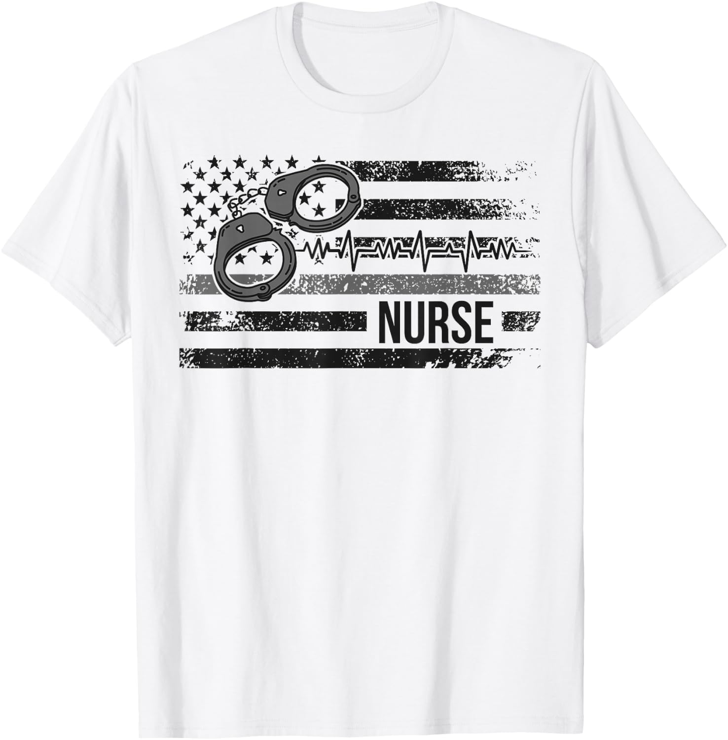 Correctional Nurse American Flag Corrections Nursing T-Shirt - T-Shirt | White
