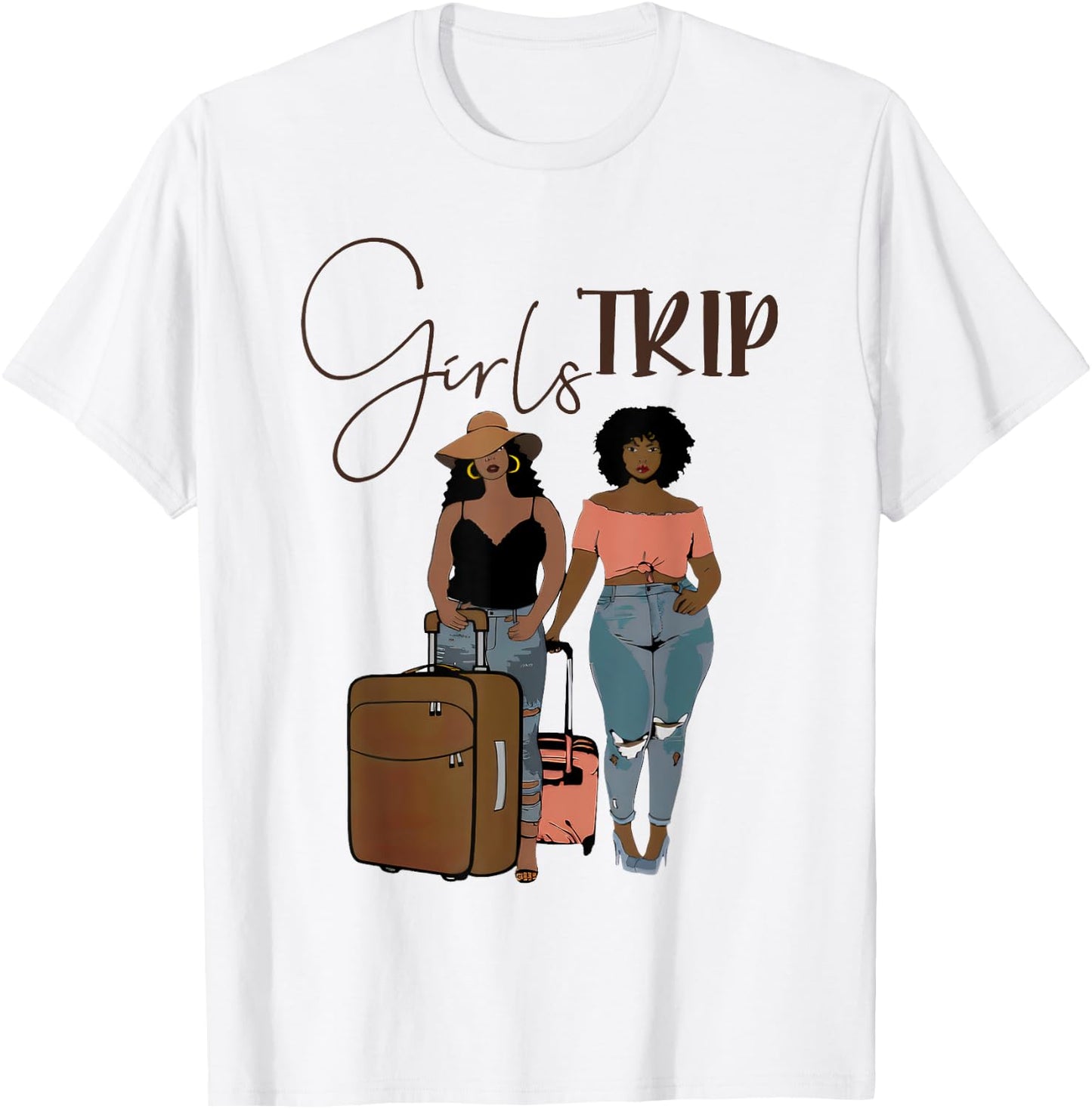 Girls Trip Black Girl Afro Novetly T-Shirt - T-Shirt | White