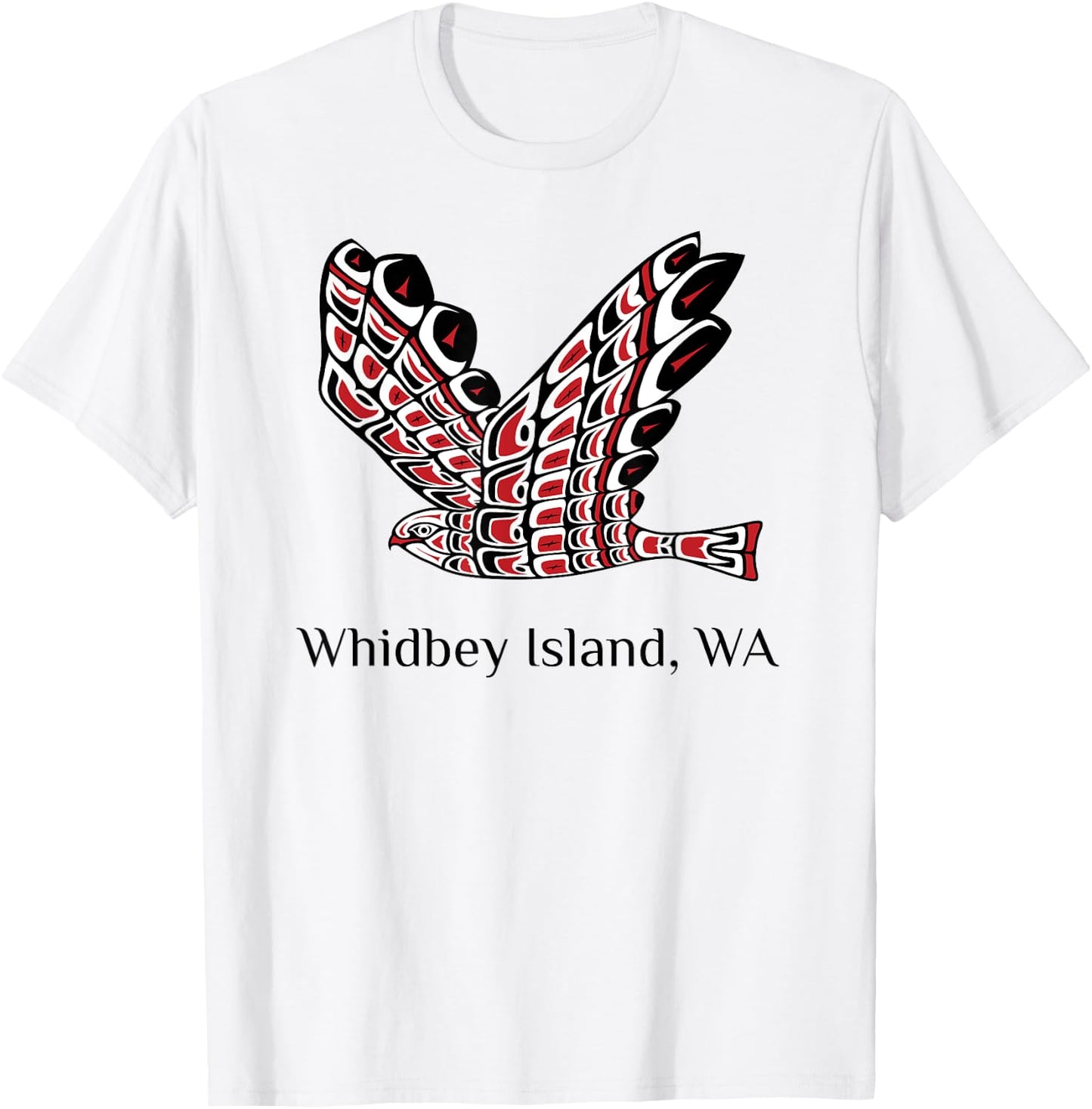 Whidbey Island Washington Red Tail Hawk PNW Native American T-Shirt - T-Shirt | White