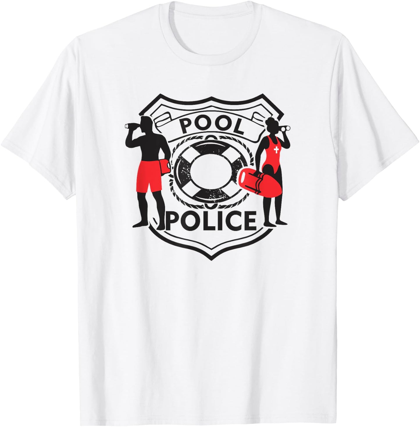 Pool Police, Lifeguard, Funny Pool, Security T-Shirt - T-Shirt | White
