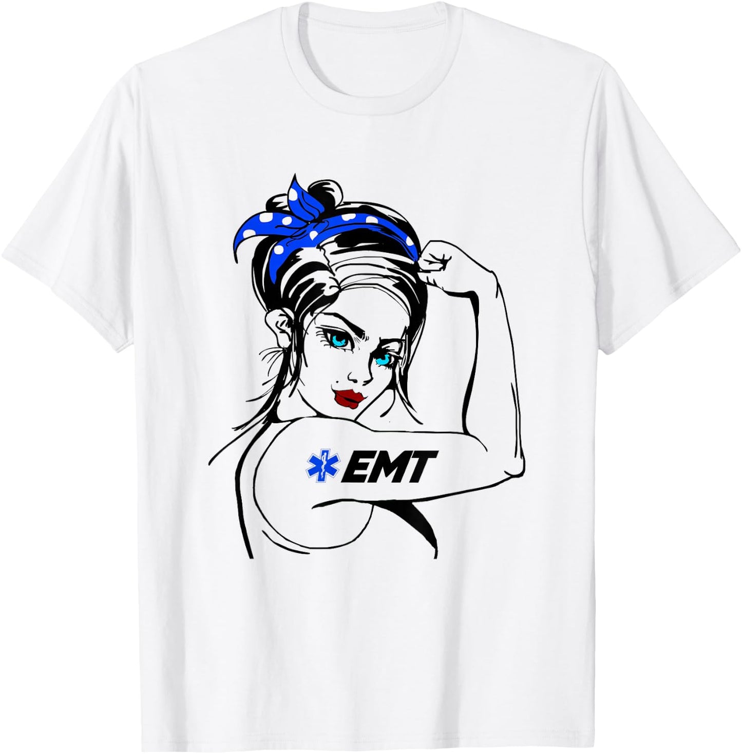 EMS Emergency EMT Rosie The Riveter T-Shirt - T-Shirt | White