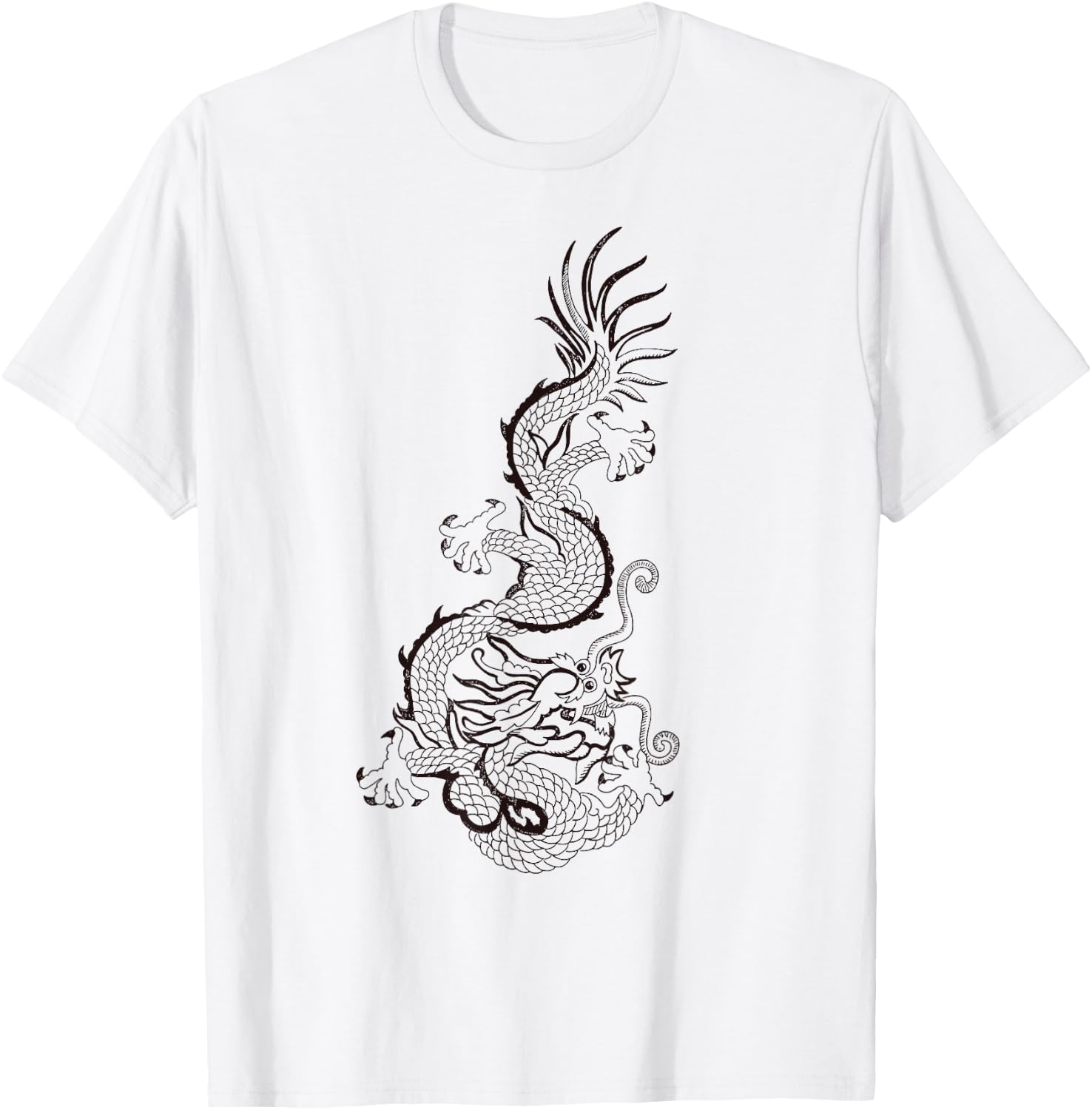 Traditional Korean Dragon Drawing T-Shirt - T-Shirt | White