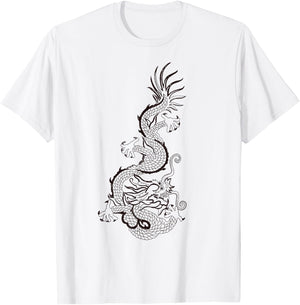 Traditional Korean Dragon Drawing T-Shirt - T-Shirt | White