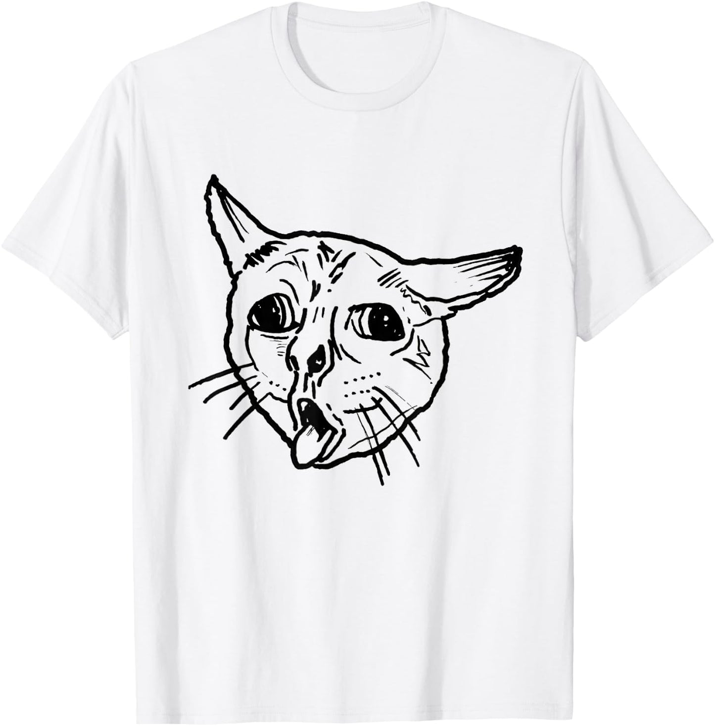 Ugly Coughing Cat Meme T-Shirt - T-Shirt | White