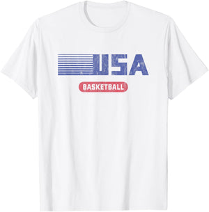 Retro USA 2020 Team American Basketball Vintage T-Shirt - T-Shirt | White