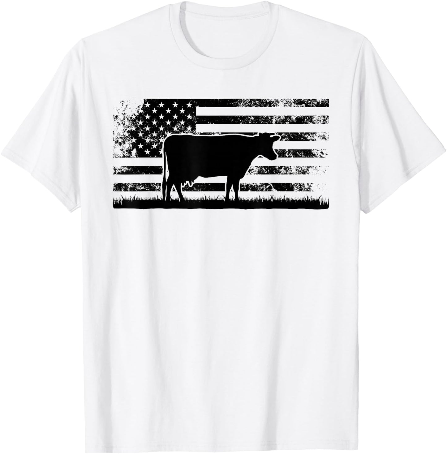 American Flag - Holstein Cow Rancher for Cattle Farmer T-Shirt - T-Shirt | White