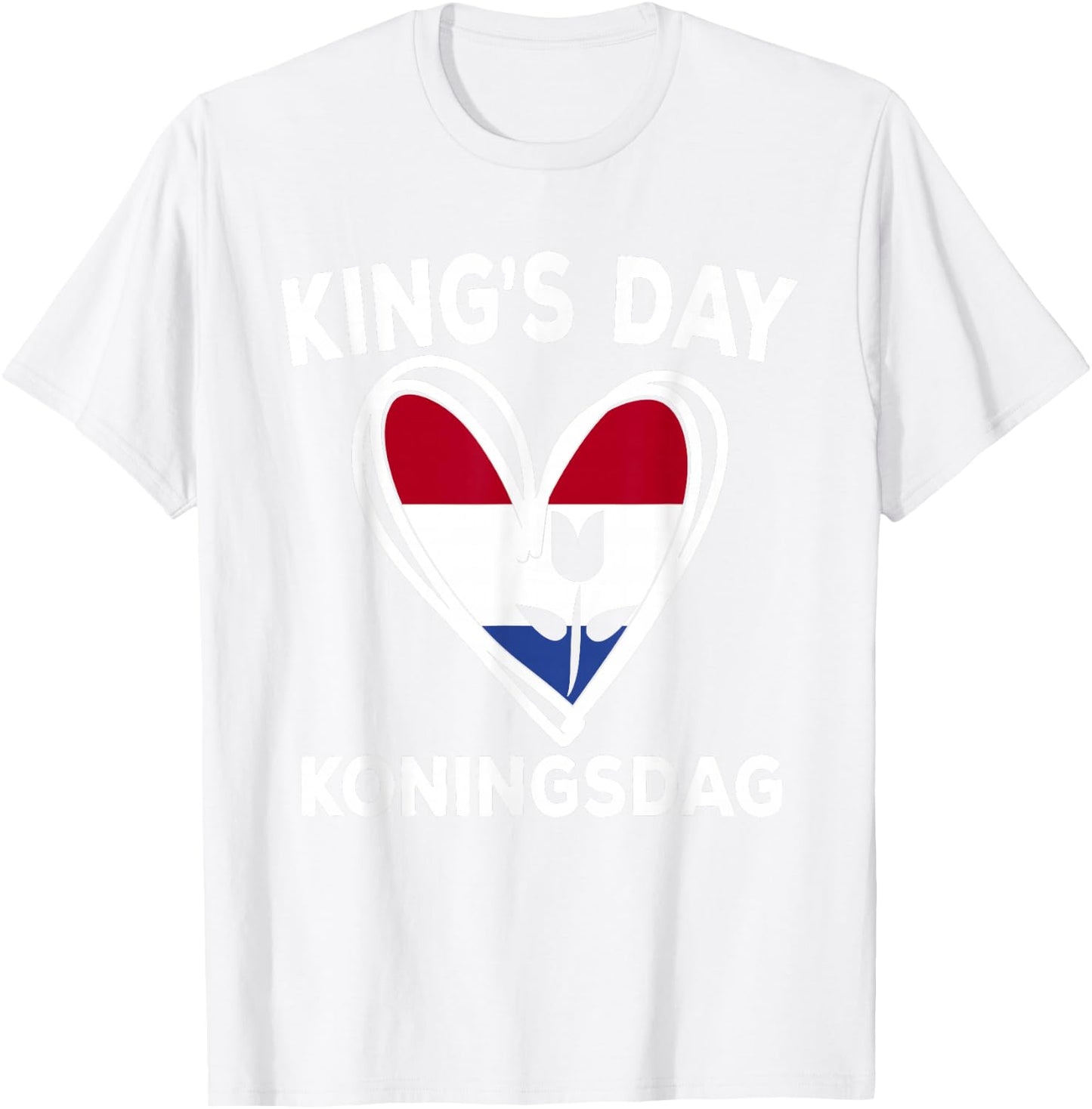 Koningsdag Netherlands 2024 Tulip Heart Kings Day Amsterdam T-Shirt - T-Shirt | White