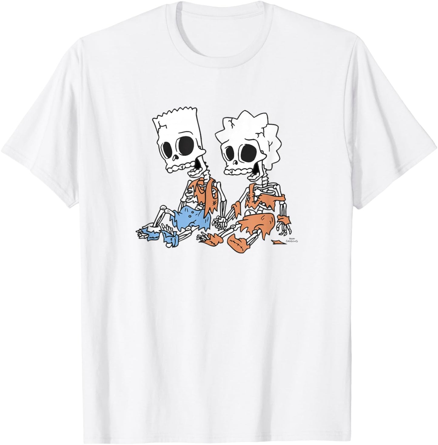 The Simpsons Bart & Lisa Skeletons T-Shirt - T-Shirt | White