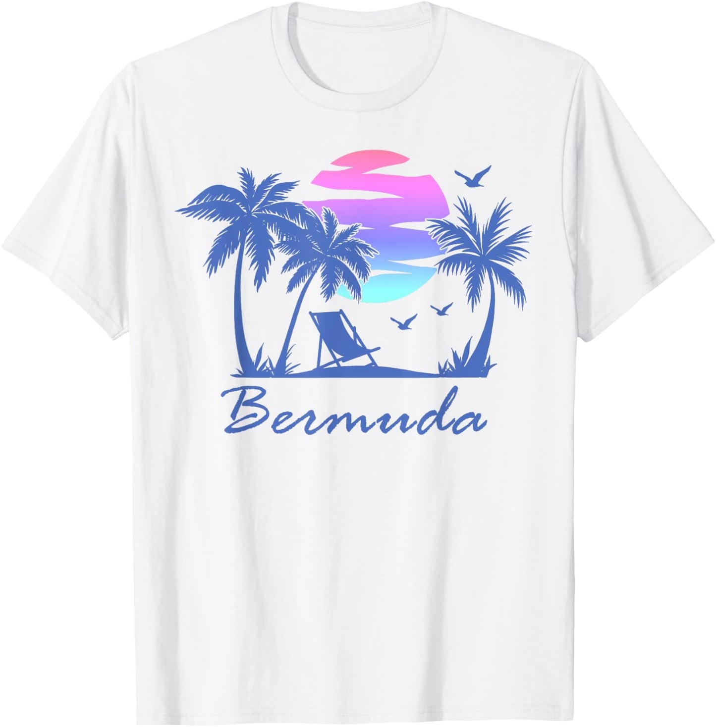 BERMUDA Beach Vacation Trip Retro Vintage Sunset Graphic Women Girls Kids T-Shirt - T-Shirt | White