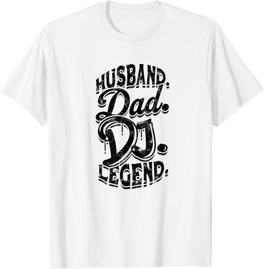 Husband. Dad. Dj. Legend. - Original Mythology Veteran T-Shirt - T-Shirt | White