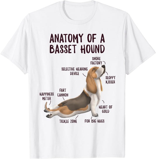 Anatomy of A Basset Hound Funny Dog Owner Puppy Lover T-Shirt - T-Shirt | White