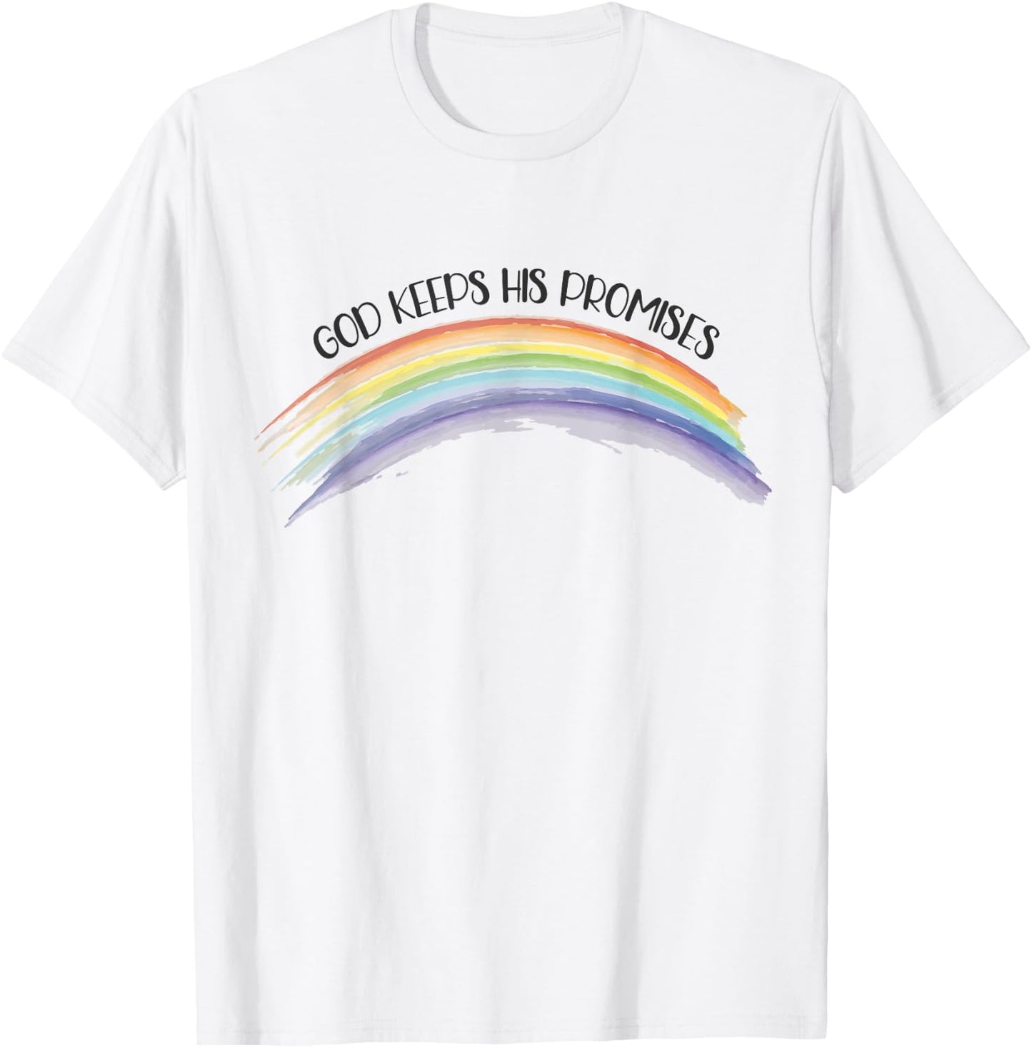 In God We Trust Apparel Rainbow God Keeps His Promises, Christian Religious Faith Grey T-Shirt - T-Shirt | White